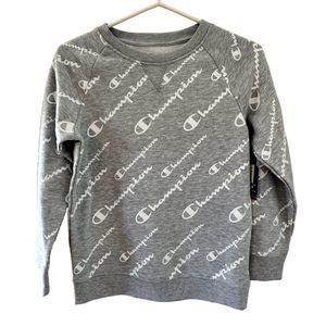 Champion Oxford Heather Gray White Logo Sweatshirt - Boys Size Large NWT
